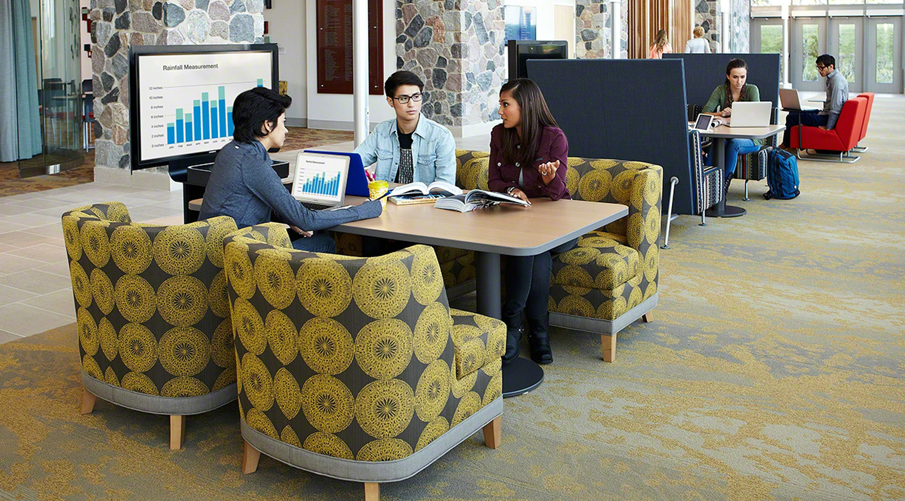 students in a library