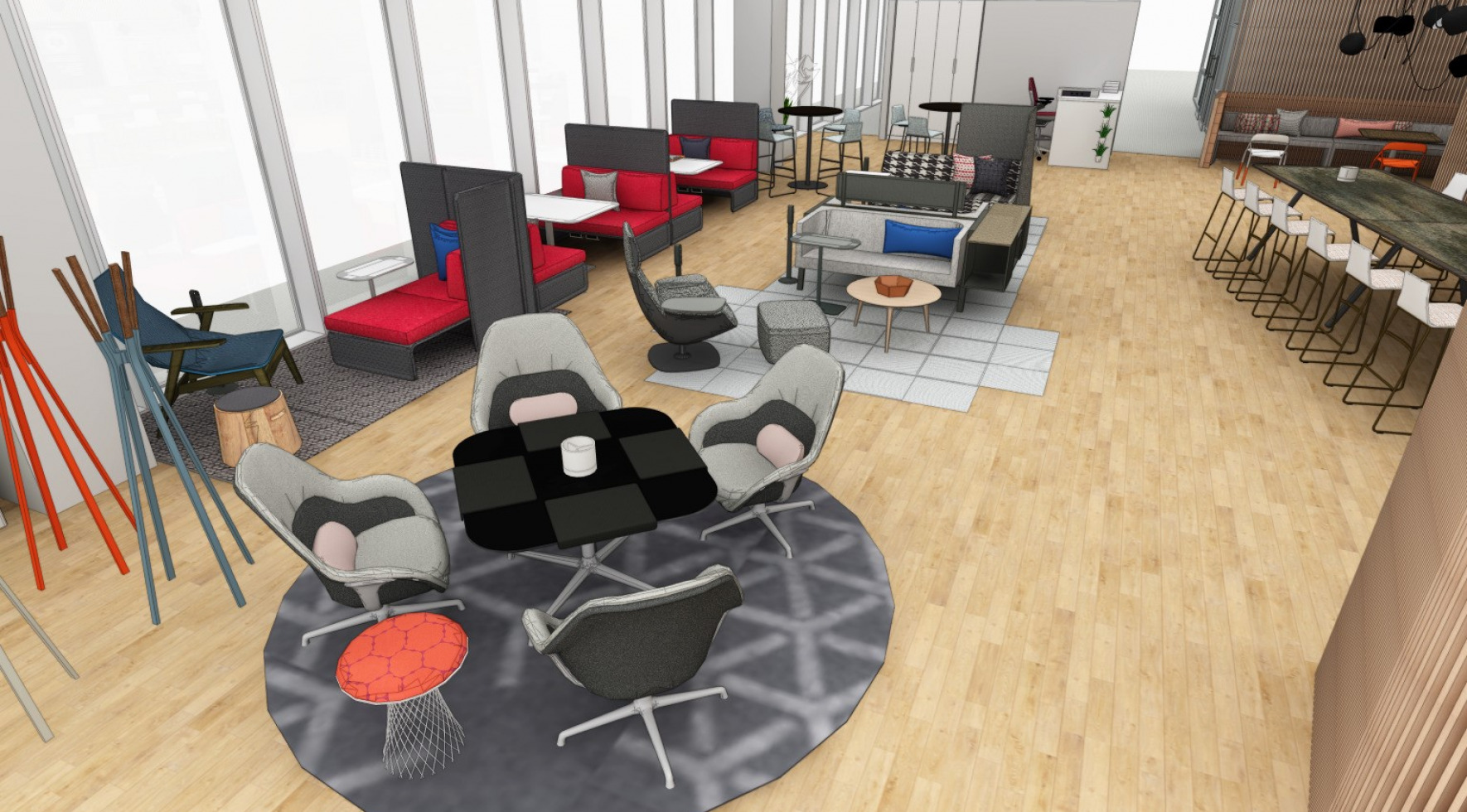 rendering of a work cafe