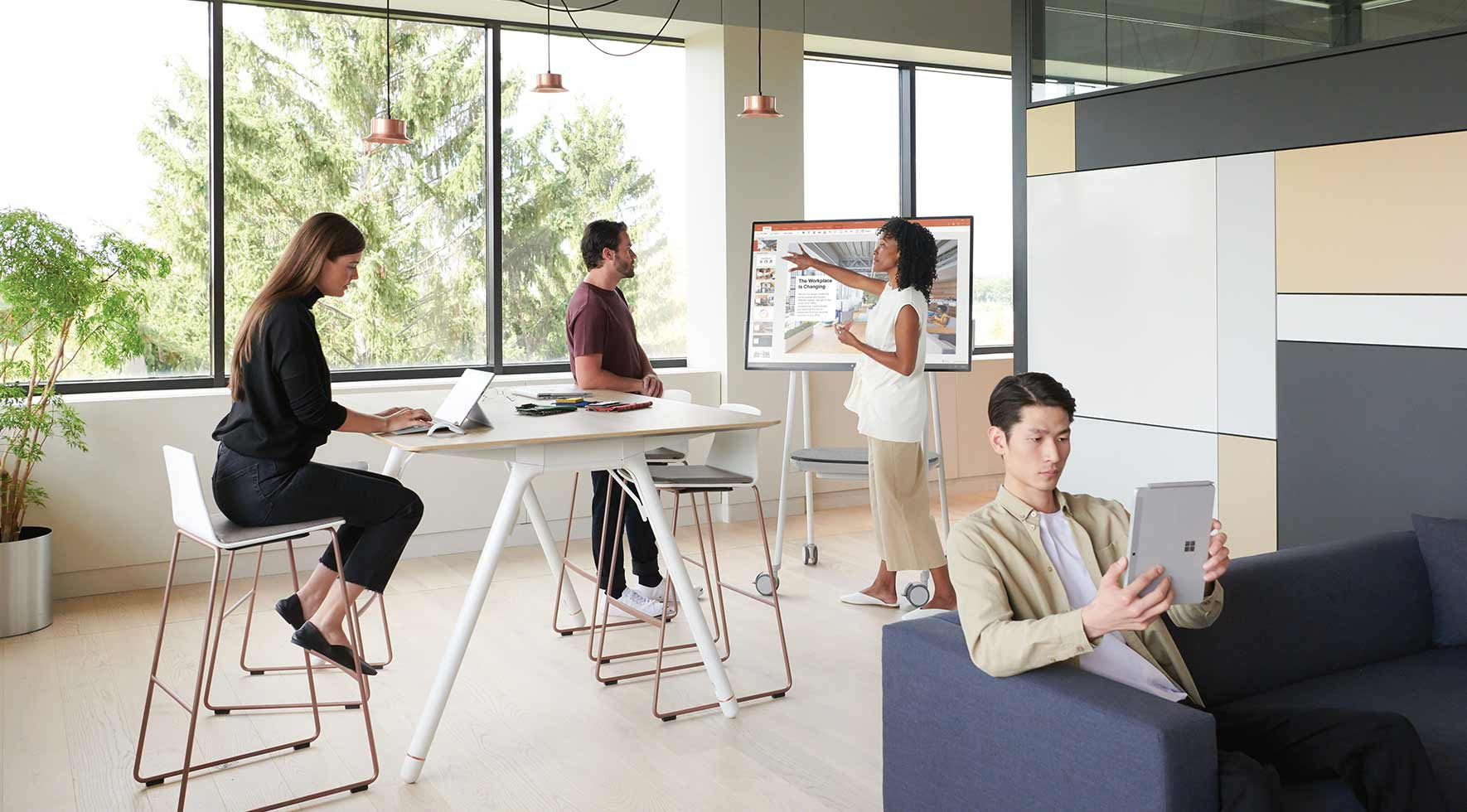 employees using new workplace technology