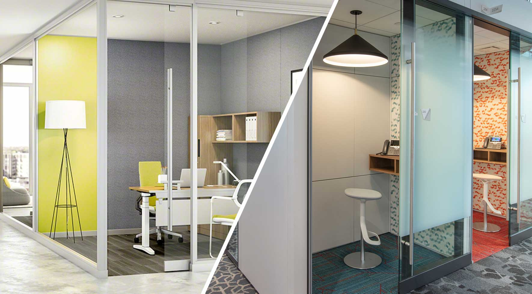 demountable wall spaces in a modern office