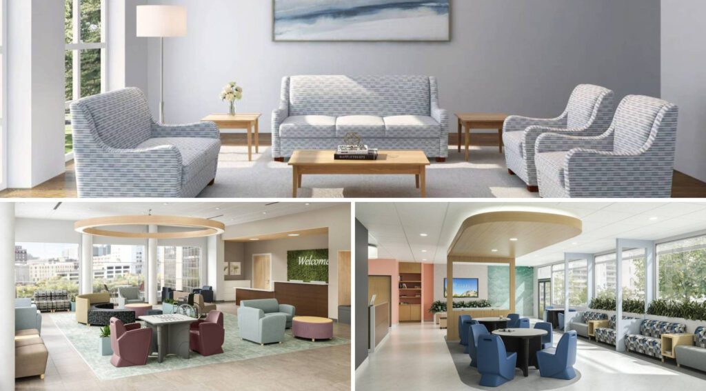 image collage of modern behavioral health furniture