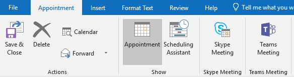 Screenshot of scheduling a meeting