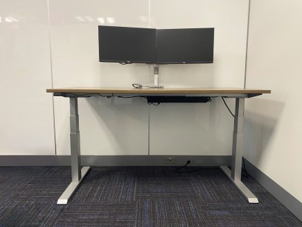 cable management solution on a height adjustable desk